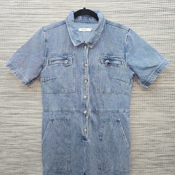 Mod Ref Denim Jumpsuit Coverall Womens Medium Blue Streetwear Skater Gorpcore - Picture 9 of 14